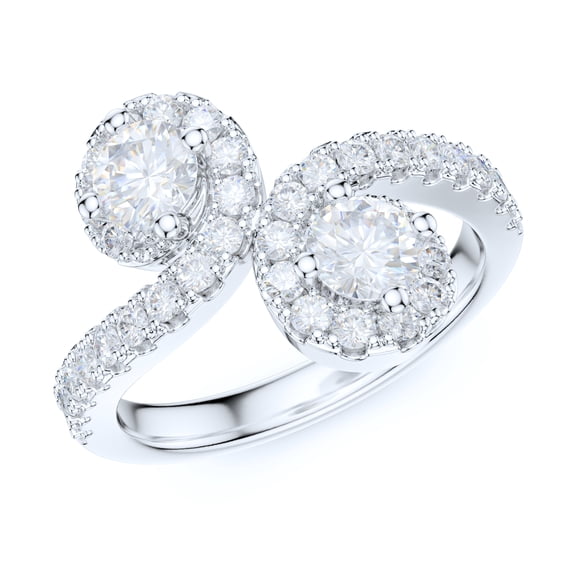 Sterling Silver Fashion Two Split Filigree Vine Simulated Round Brilliant Cut Diamond Halo Promise Engagement Ring (6)