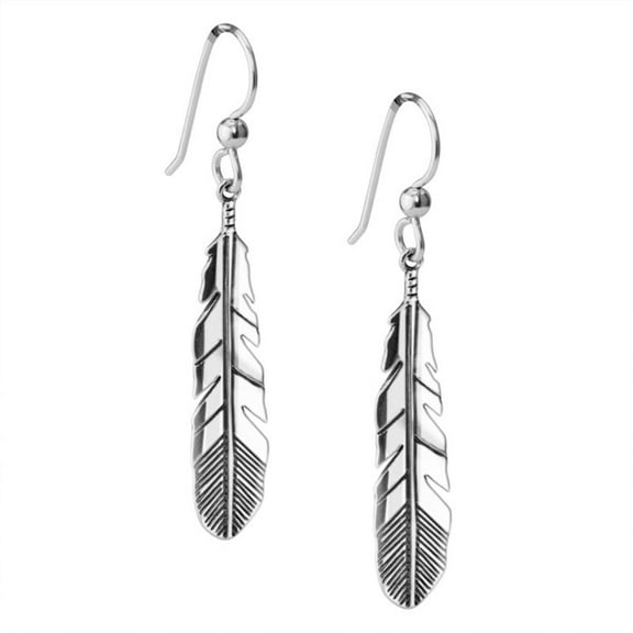 Sterling Silver Feather Dangle Earrings