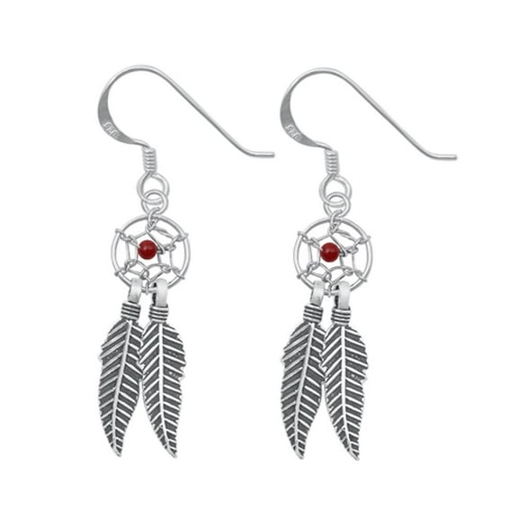 Sterling Silver Feather Dreamcatcher Earrings 925 New Jewelry Female Unisex