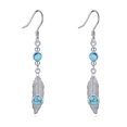 thumbnail image 1 of Sterling Silver Feather Earrings for Women Turquoise Dangle Earrings Western Gifts Jewelry Birthday Mothers Day Gifts for Mom (Feather), 1 of 1