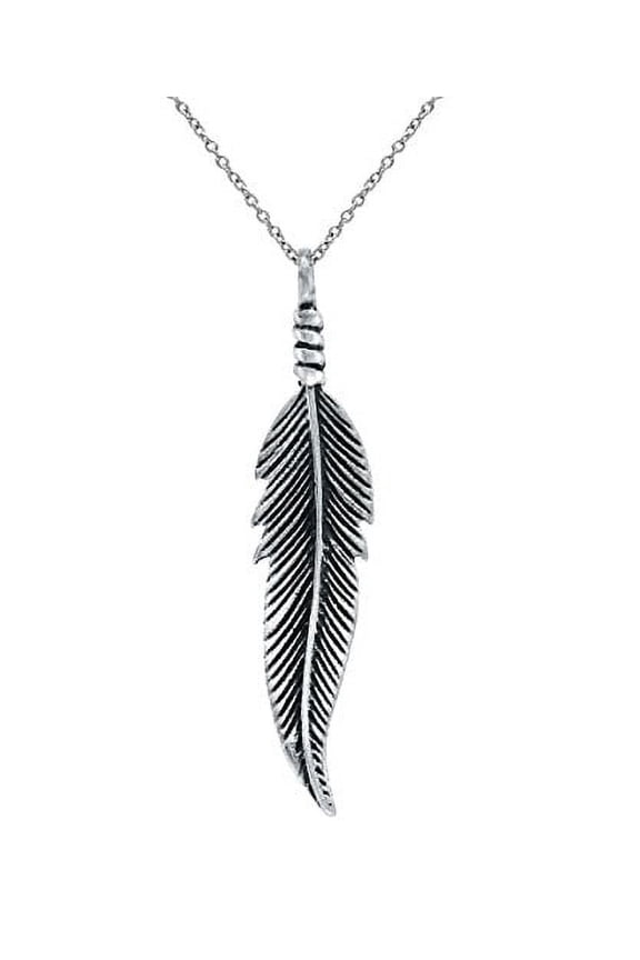 Sterling Silver Feather Pendant Necklace, 18"