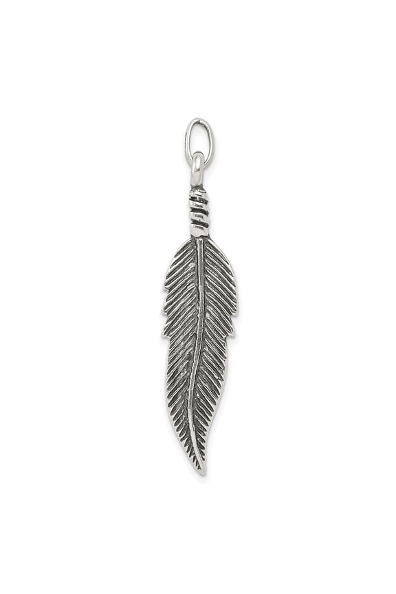 Sterling Silver Feather Pendant Necklace for Men and Women, Etched Boho Spiritual Jewelry, Nature Symbol, Oxidized Tribal Style, Artisan Layering Accessory