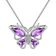 thumbnail image 1 of Juwaliy February Birthstone Necklace Amethyst Purple Butterfly Necklace 925 Sterling Silver Pendant Jewelry Valentine's Day Gift for Women Wife Mother, 1 of 9