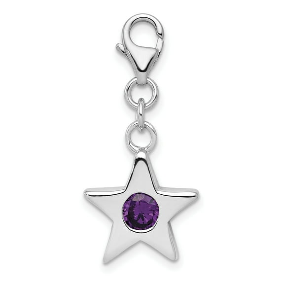 Sterling Silver February CZ Birthstone Star Charm