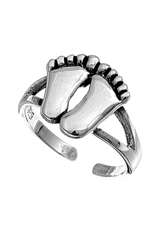 Sterling Silver Feet Toe Ring Foot Print Beach Midi Band 925 New Jewelry Female Unisex