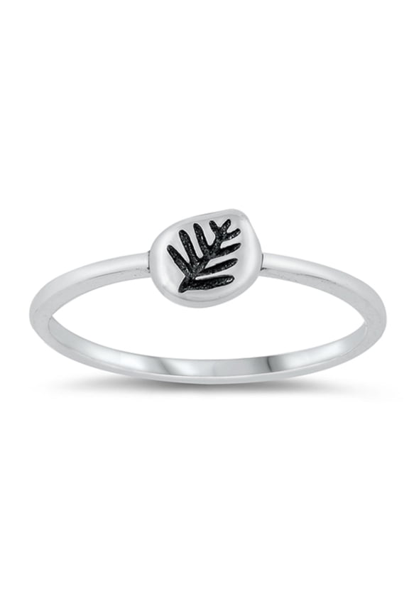Sterling Silver Fern Fossil Leaf Ring Size 4