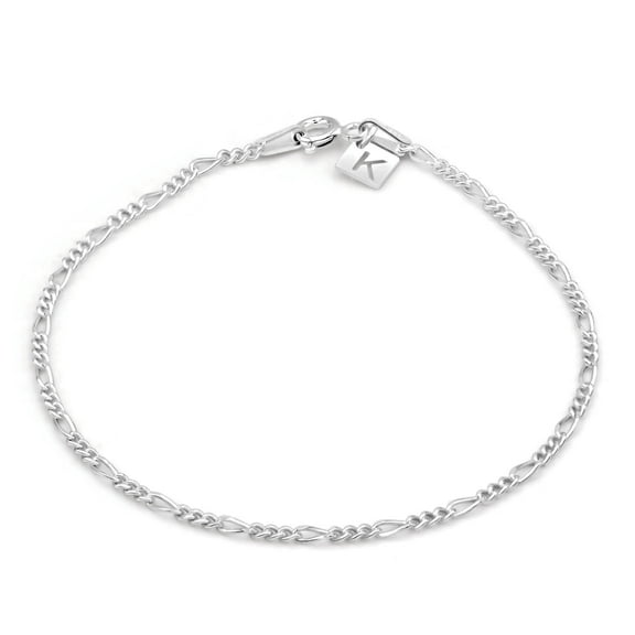Kezef Sterling Silver Figaro Chain Link Necklace Italian 2mm 11 Inch