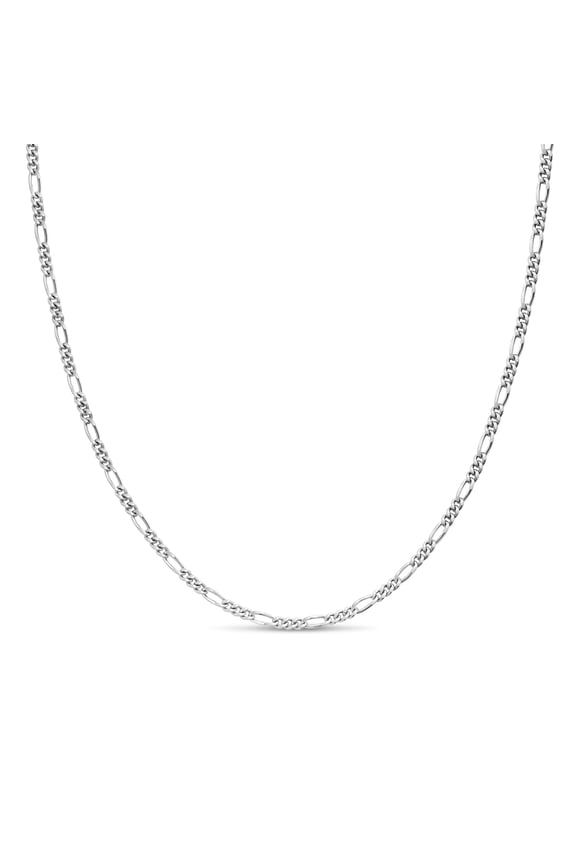Sterling Silver Figaro Chain Link Necklace Italian 2mm 18 Inch