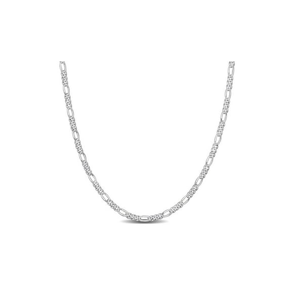 Sterling Silver Figaro Chain Necklace with Lobster Clasp (18 inches 1.5mm) for Women