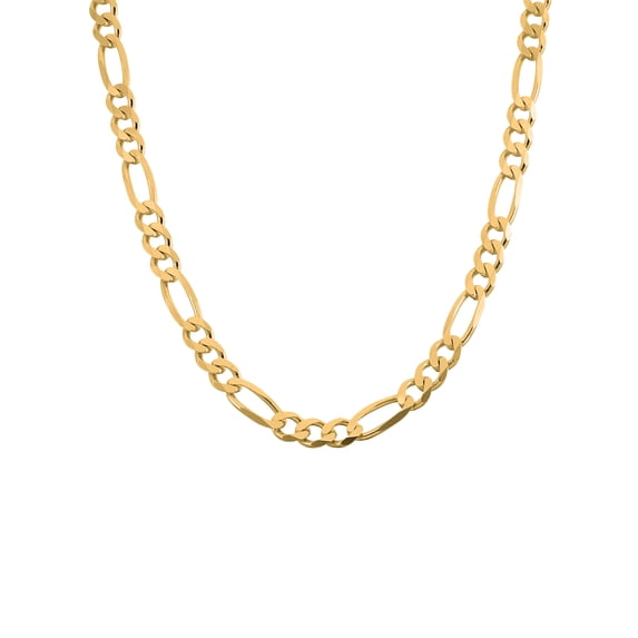 Sterling Silver Figaro Flat Link Chain Necklace, 24 Inches