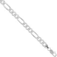 thumbnail image 1 of Sterling Silver Figaro Link Chain Necklace 8mm Pave diamond cut Beveled Edges Nickel Free Italy, 24 inch, 1 of 1