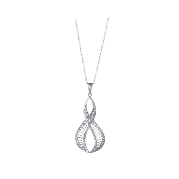 Sterling Silver Figure 8 Filigree Pendant Necklace with Chain