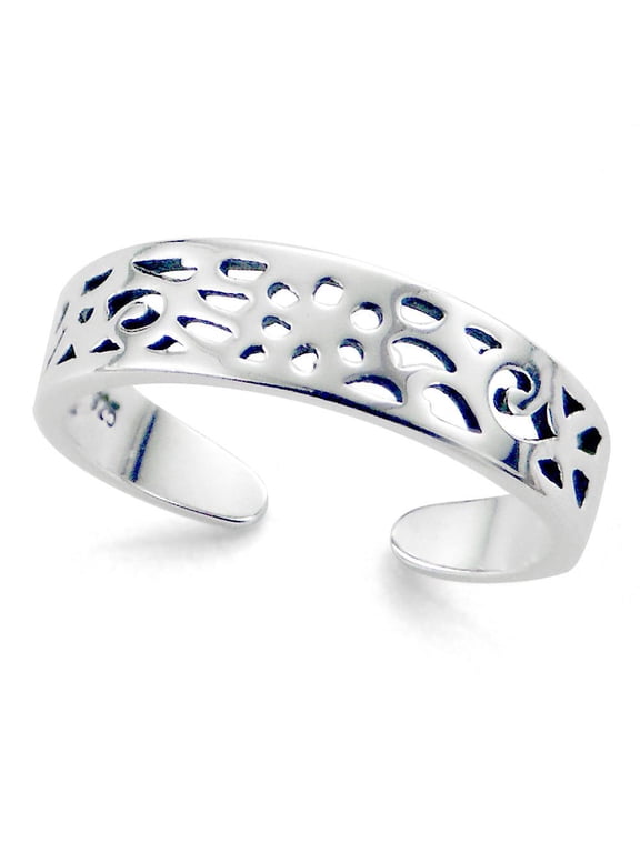 Sterling Silver Filigree Calypso Adjustable Toe Band Ring