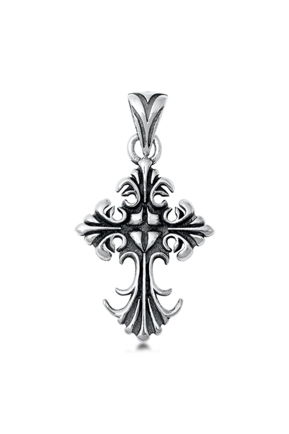 Sterling Silver Filigree Cross Pendant Medieval Gothic Vintage Style Charm 925 Jewelry Female Unisex