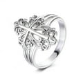 thumbnail image 1 of 14K White Gold Plated Filigree Cross Ring, 1 of 5