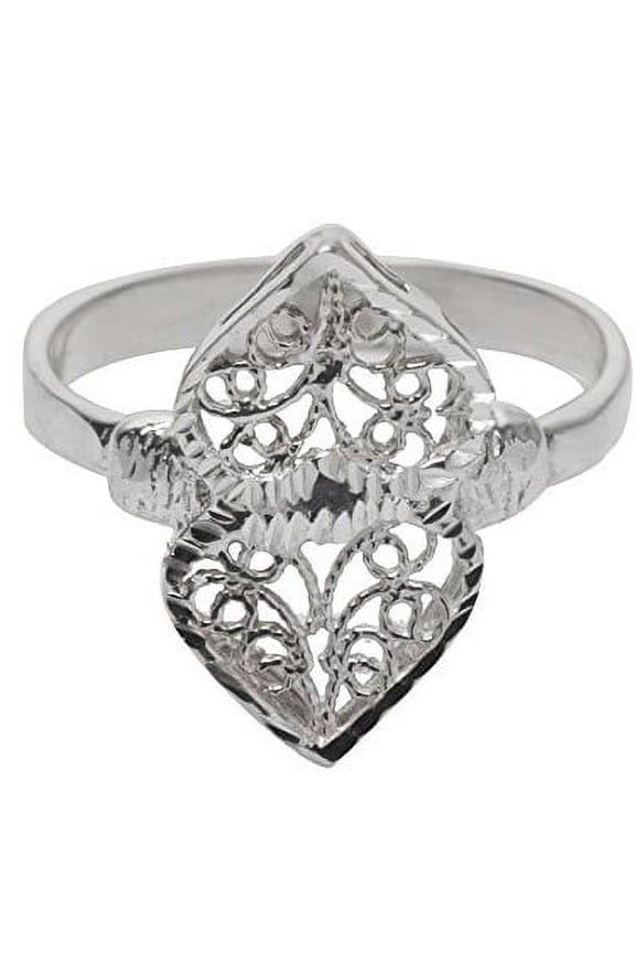 Sterling Silver Filigree Diamond Shape Ring