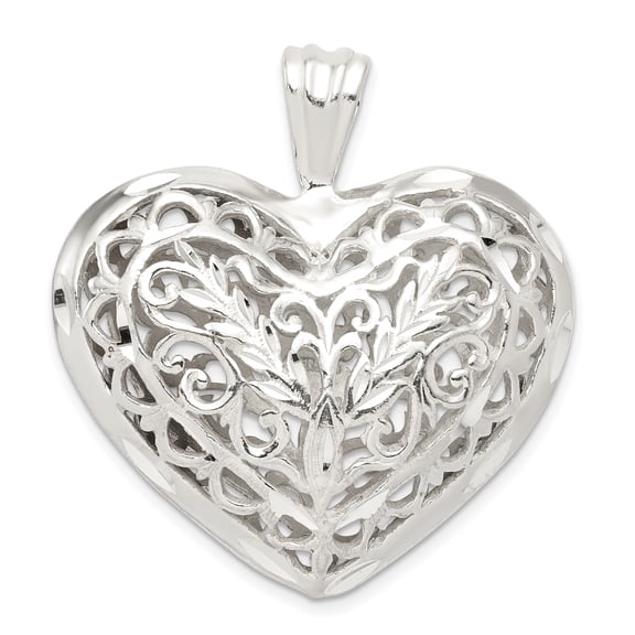Sterling Silver Filigree Heart Charm
