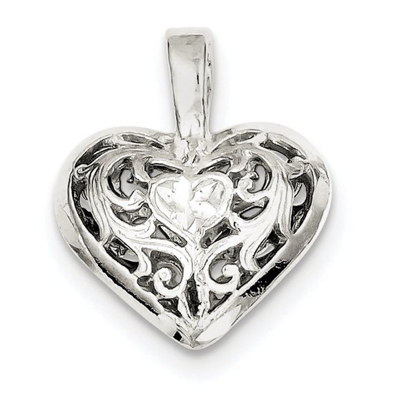 Sterling Silver Filigree Heart Charm