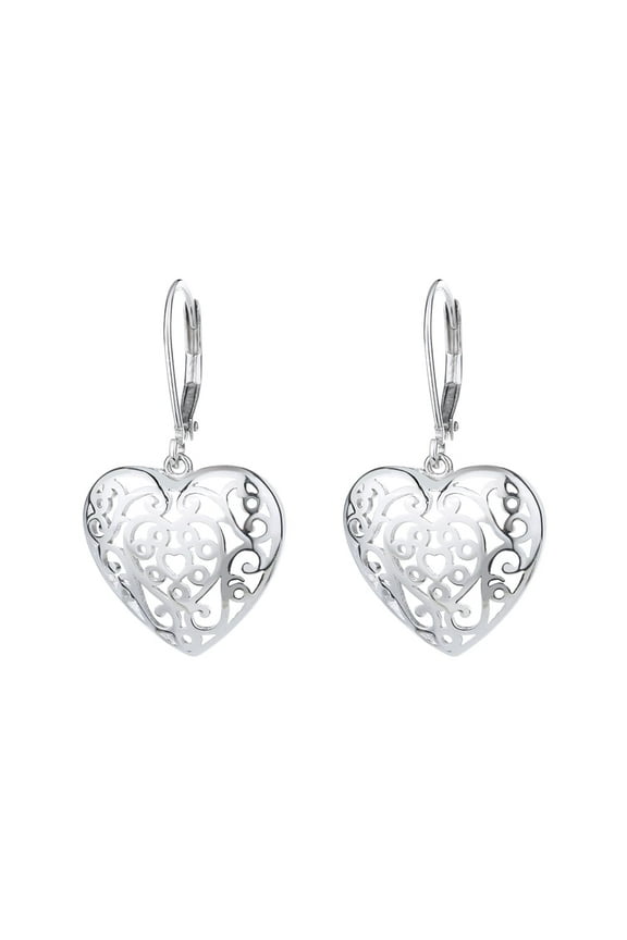 Sterling Silver Filigree Heart Earring