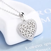 Sterling Silver Filigree Heart Pendant Necklace with crystals