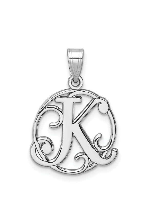 Sterling Silver Filigree Initial Pendant Necklace with Letter K Monogram Charm for Women, Elegant Script Design, Dainty Identity Jewelry for Everyday or Special Occasion Wear