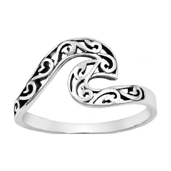 Sterling Silver Filigree Ocean Wave Ring