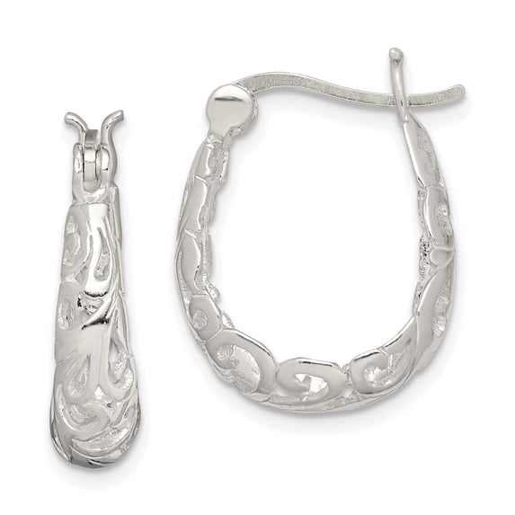 Sterling Silver Filigree Oval Hoop Earrings Sterling Silver Earrings
