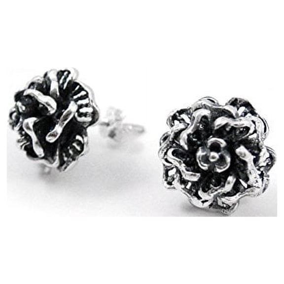 Sterling Silver Filigree Rose Post Earrings
