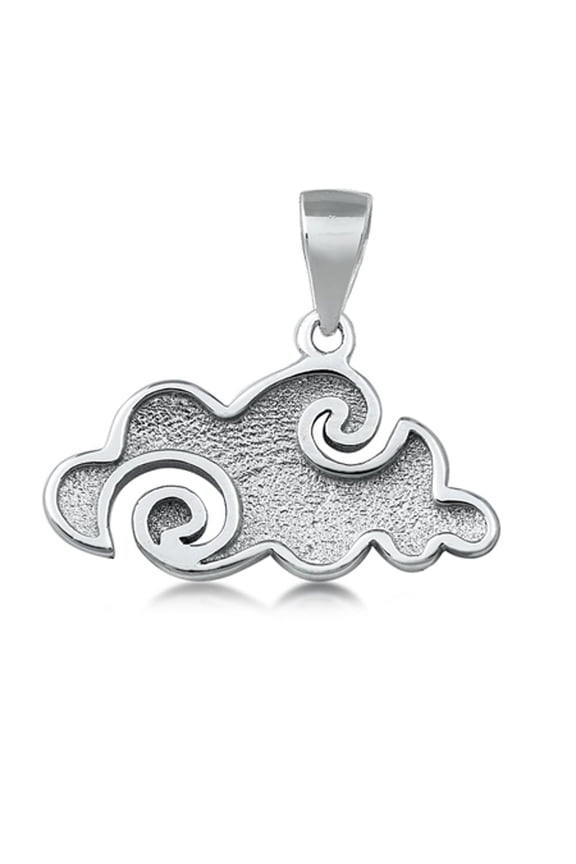 Sterling Silver Filigree Swirl Cloud Pendant Storm Sky Weather Curl Charm 925 Jewelry Female Unisex