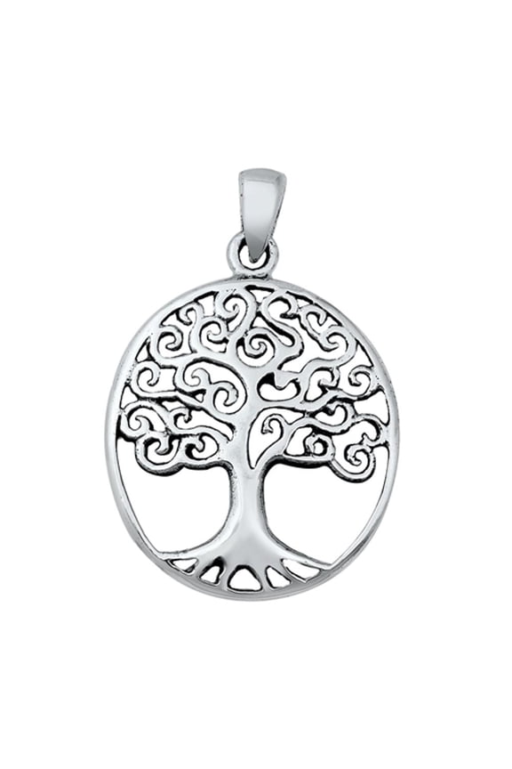 Sterling Silver Filigree Swirl Tree of Life Pendant Whimsical Nature Charm 925 Jewelry Female Unisex