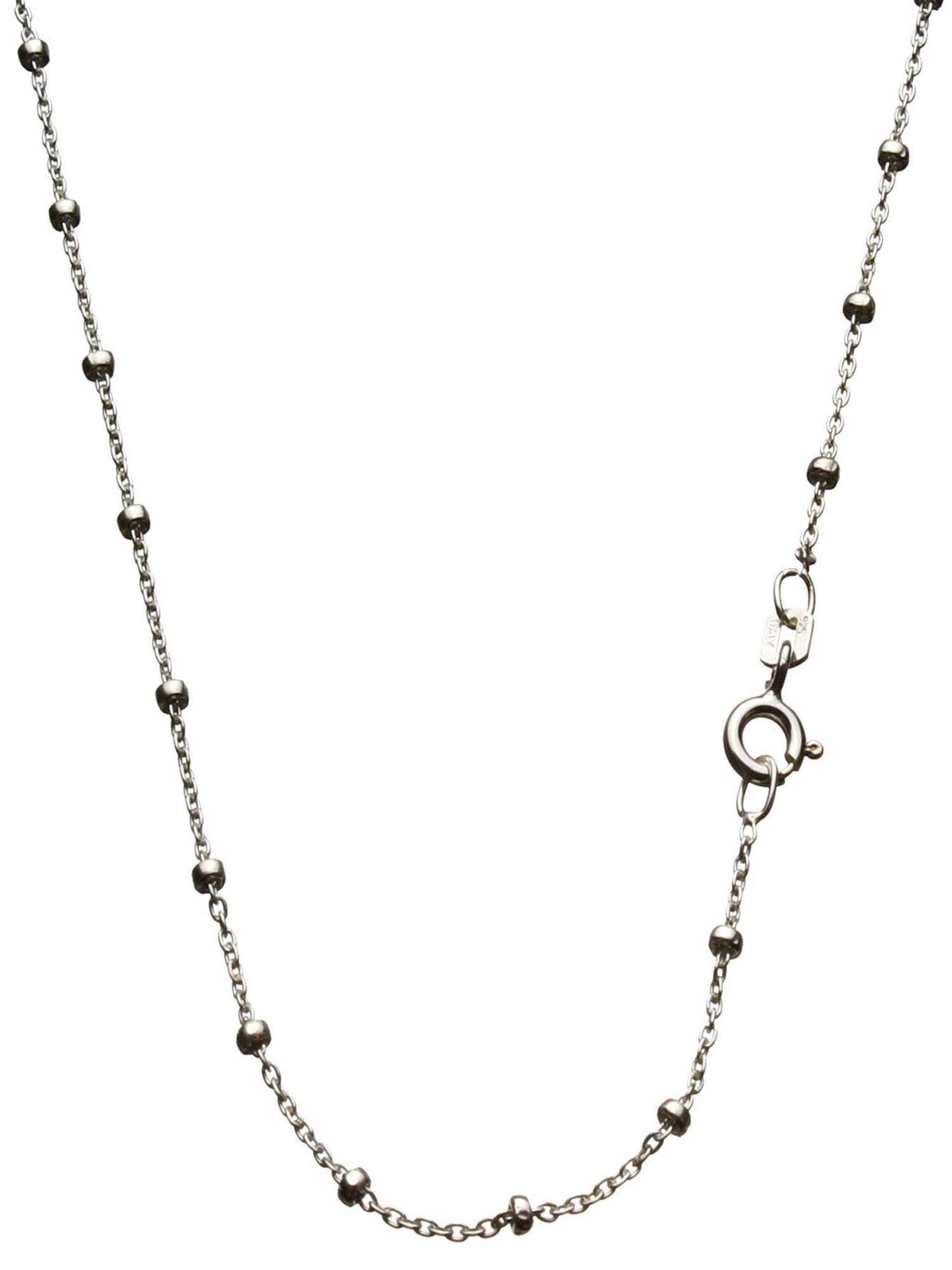 Sterling Silver Fine Cable Bead Station Nickel Free Chain Necklace 