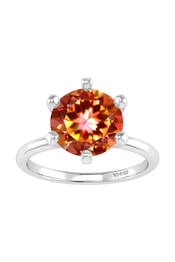 Sterling Silver Fire Topaz Solitaire Ring