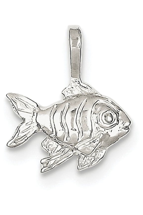 925 Sterling Silver Solid Textured Polished Animal Sealife Fish Charm 18x16mm Wide Pendant Necklace for Women