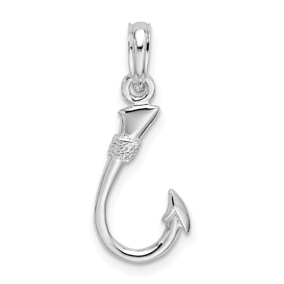 Sterling Silver Fish Hook Pendant Necklace for Men or Unisex, Nautical Hawaiian Style with Rope Detail, Symbol of Strength Prosperity and Ocean Connection