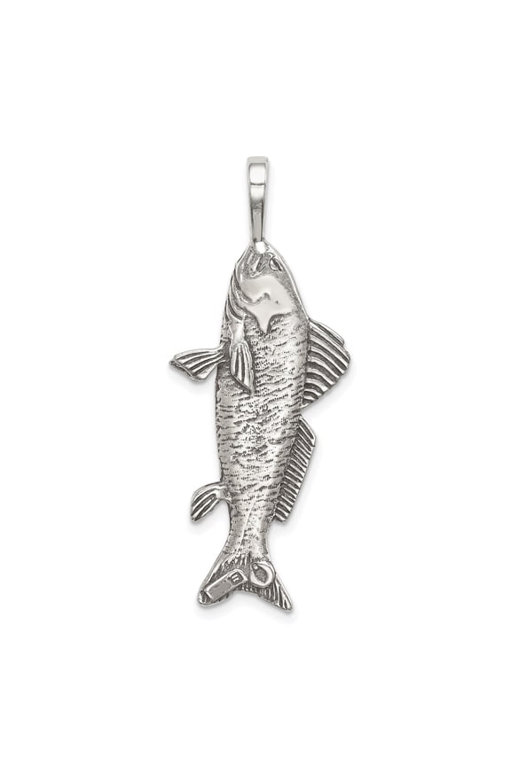 Sterling Silver Fish Pendant Necklace with Detailed Scales for Men and Women, Nautical Marine Life Jewelry, Nature Inspired Rustic Style for Outdoor and Water Enthusiasts