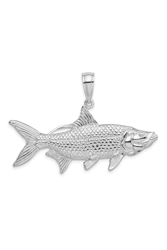 Sterling Silver Fish Pendant Necklace for Men and Women with Realistic Tarpon Design, Nautical Marine Life Jewelry, Angler Charm, Outdoor Ocean Style Accessory