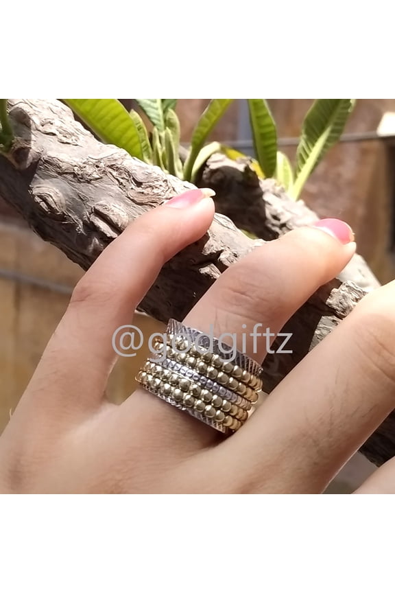 Sterling Silver Five Band Spinning Ring: Handmade Meditation Fidget Jewelry