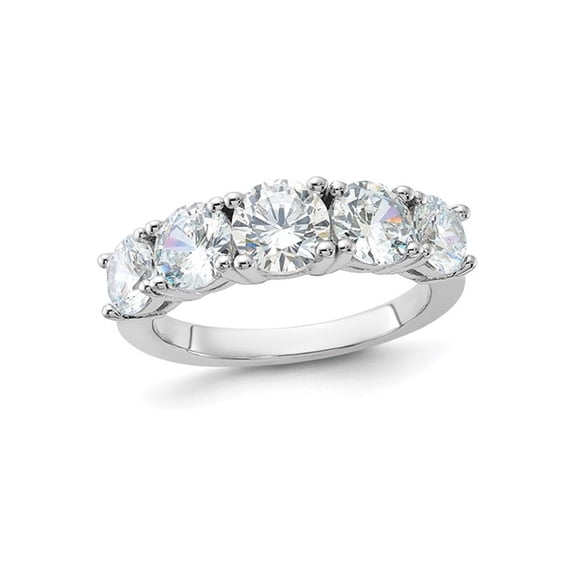 Gem & Harmony Sterling Silver Five Stone Band Ring with Cubic Zirconia (CZ)s for Women