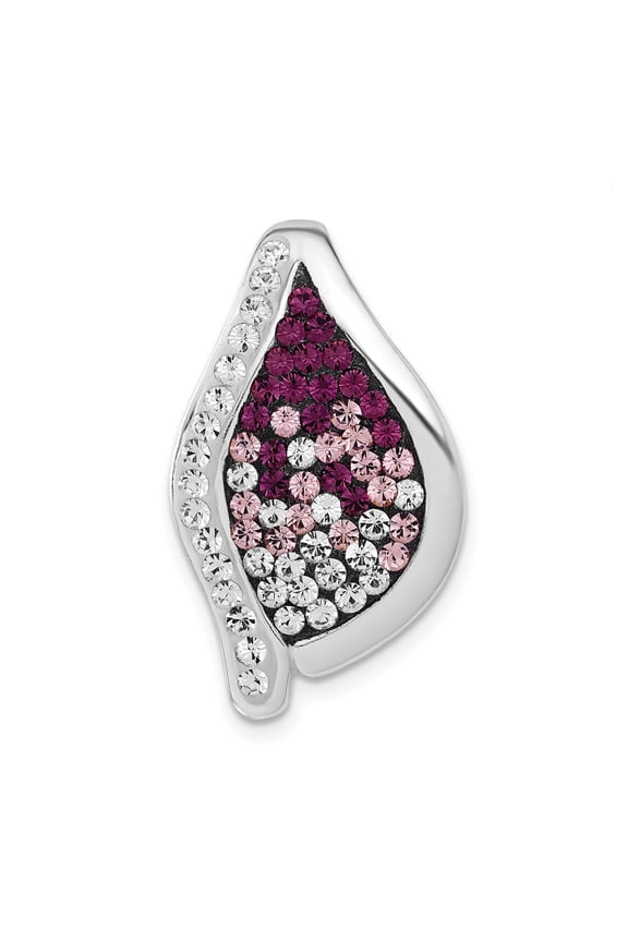 925 Sterling Silver Flame Pendant Charm with Multicolor Crystal, Polished