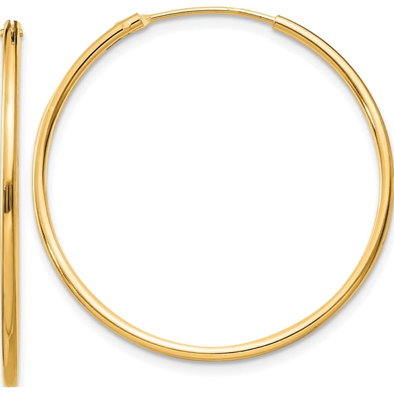 Sterling Silver Flash Gold-Plated 1.3Mm Endless Hoop Earrings (Width 30) (Length 30) - Jbsp