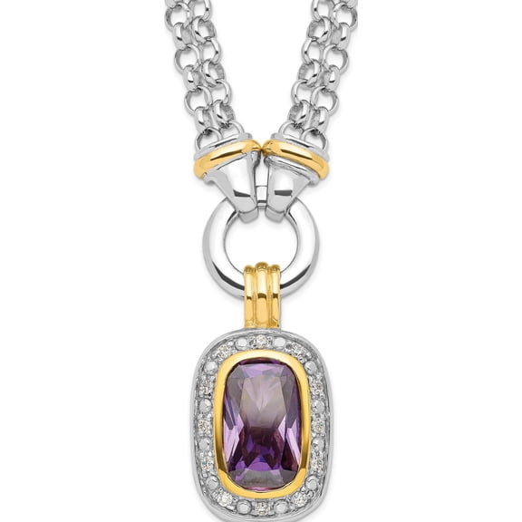 Jewelry by Sweet Pea Sterling Silver Flash Gold-plated CZ Necklace