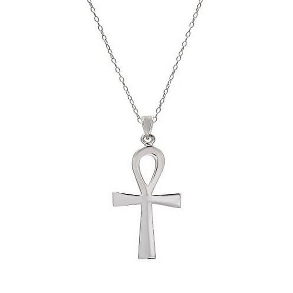 Sterling Silver Flat Ankh Pendant Necklace, 18"