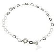 thumbnail image 1 of Sterling Silver Flat Heart Link Charm Anklet Nickel Free Chain Italy Adjustable, 9.5", 1 of 3