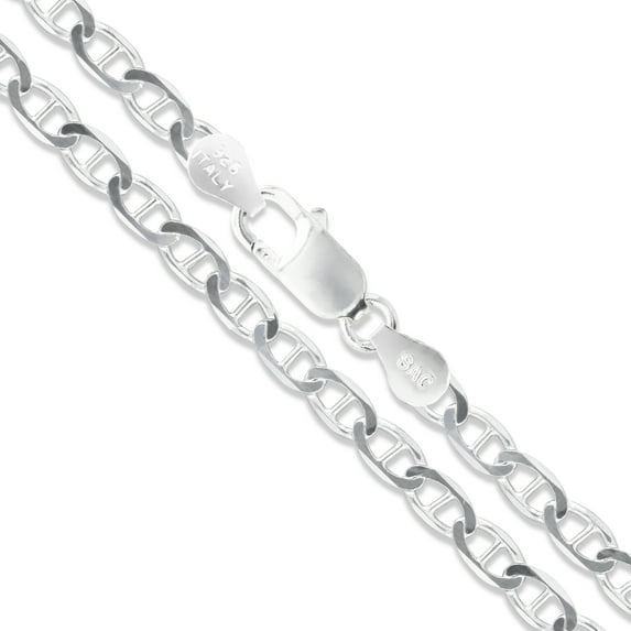 Sterling Silver Flat Marina Link Chain 3mm 925 Italy Anchor Mariner Bracelet 8" Jewelry Female