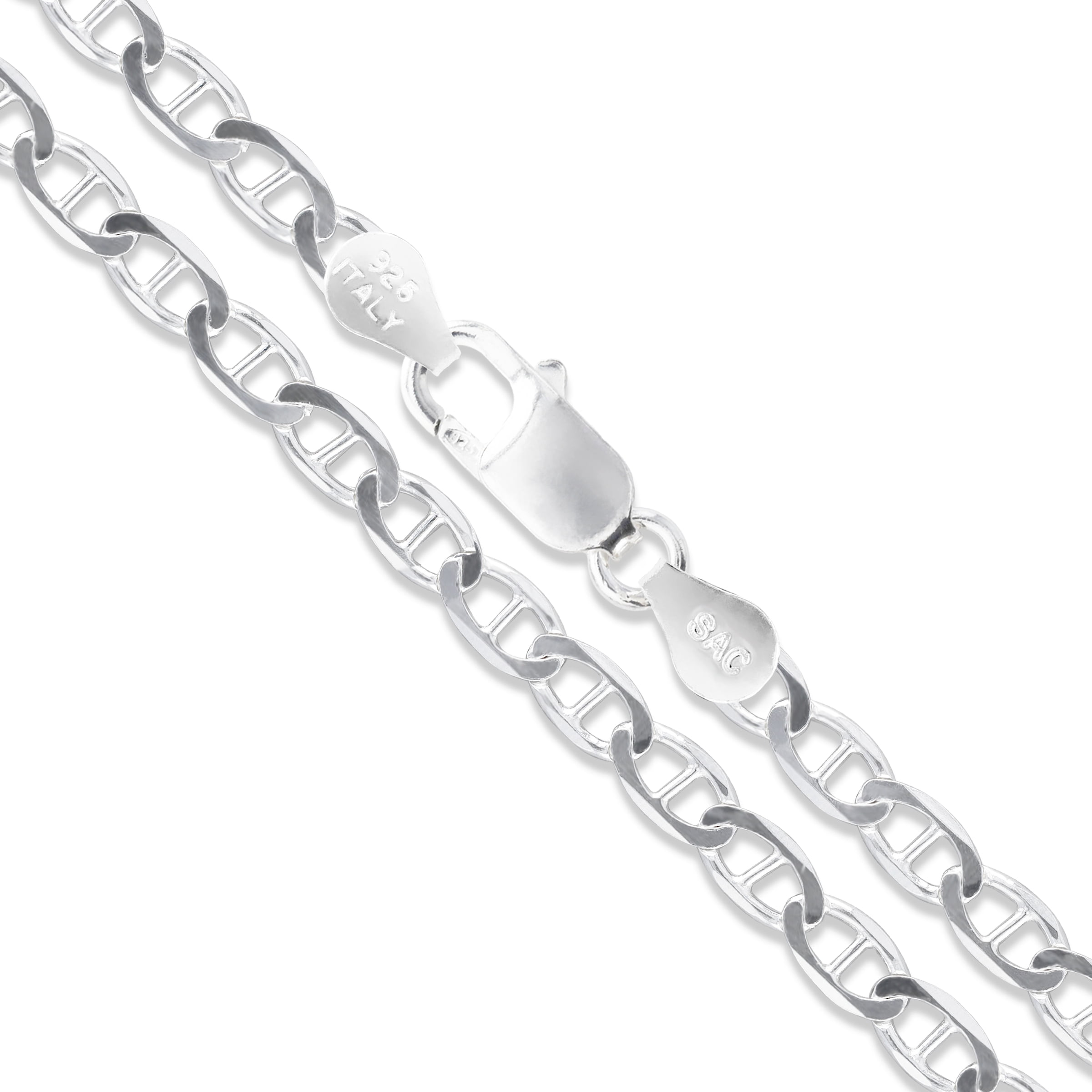 Sterling Silver Flat Marina Link Chain 3mm 925 Italy Anchor Mariner Necklace 20" Jewelry Female