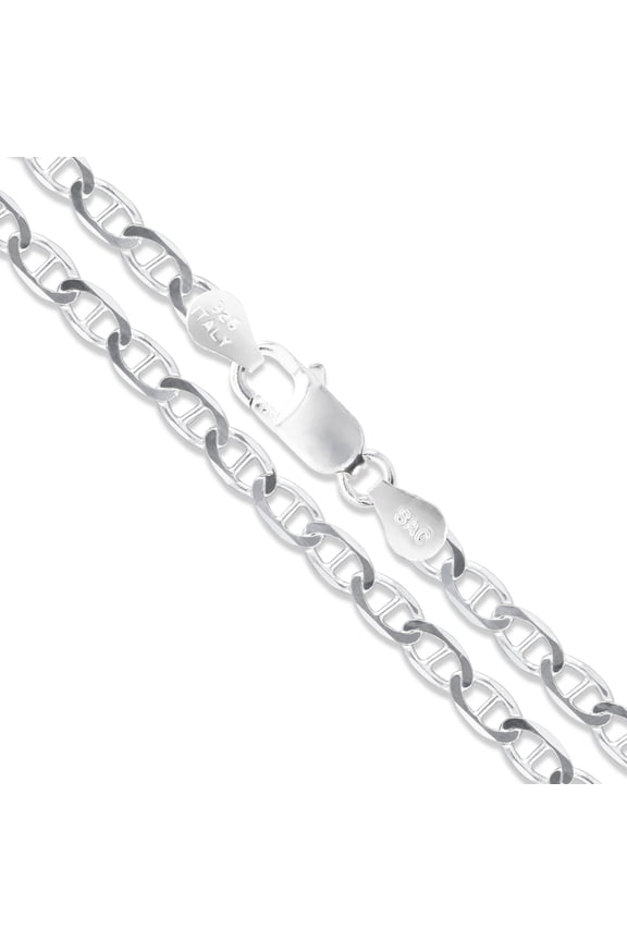 Sterling Silver Flat Marina Link Chain 3mm 925 Italy Anchor Mariner Necklace 22" Jewelry Female