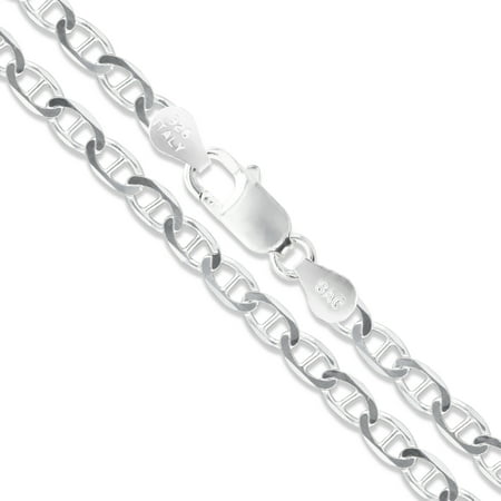 Sterling Silver Flat Marina Link Chain 4.6mm 925 Italy Anchor Mariner Bracelet 8" Jewelry Female