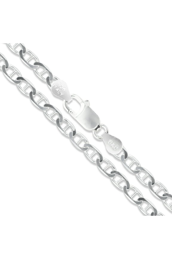 Sterling Silver Flat Marina Link Chain 4.6mm 925 Italy Anchor Mariner Necklace 30" Jewelry Female
