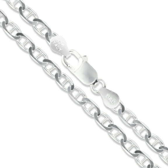 Sterling Silver Flat Marina Link Chain 4.6mm Solid 925 Italy Anchor Necklace 18" Jewelry Female