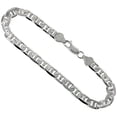 thumbnail image 1 of Sterling Silver Flat Mariner Link Chain Necklace 6.4 mm Diamond Cut Nickel Free Italy, 20 inch, 1 of 1